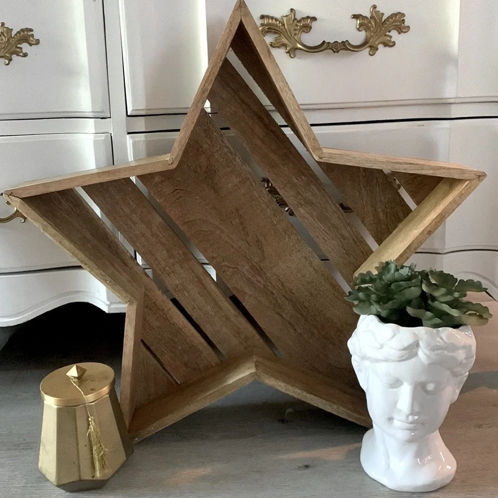 Star Wooden shape Tray Christmas Decor‎ Rustic large